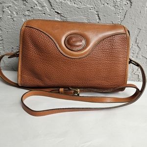 Vintage Dooney and Bourke Pebbled British Tan All Weather Leather Shoulder Bag
